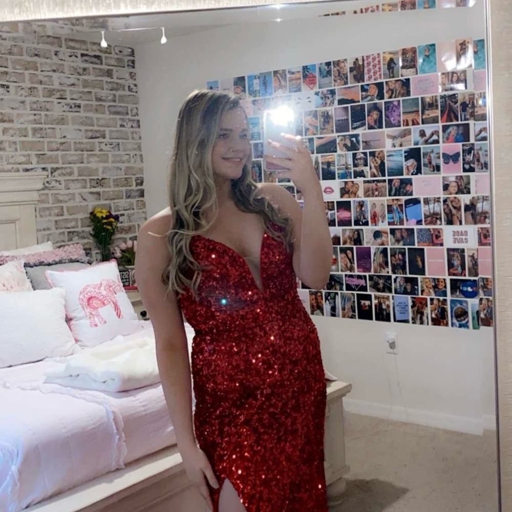 Red Sequin prom dress